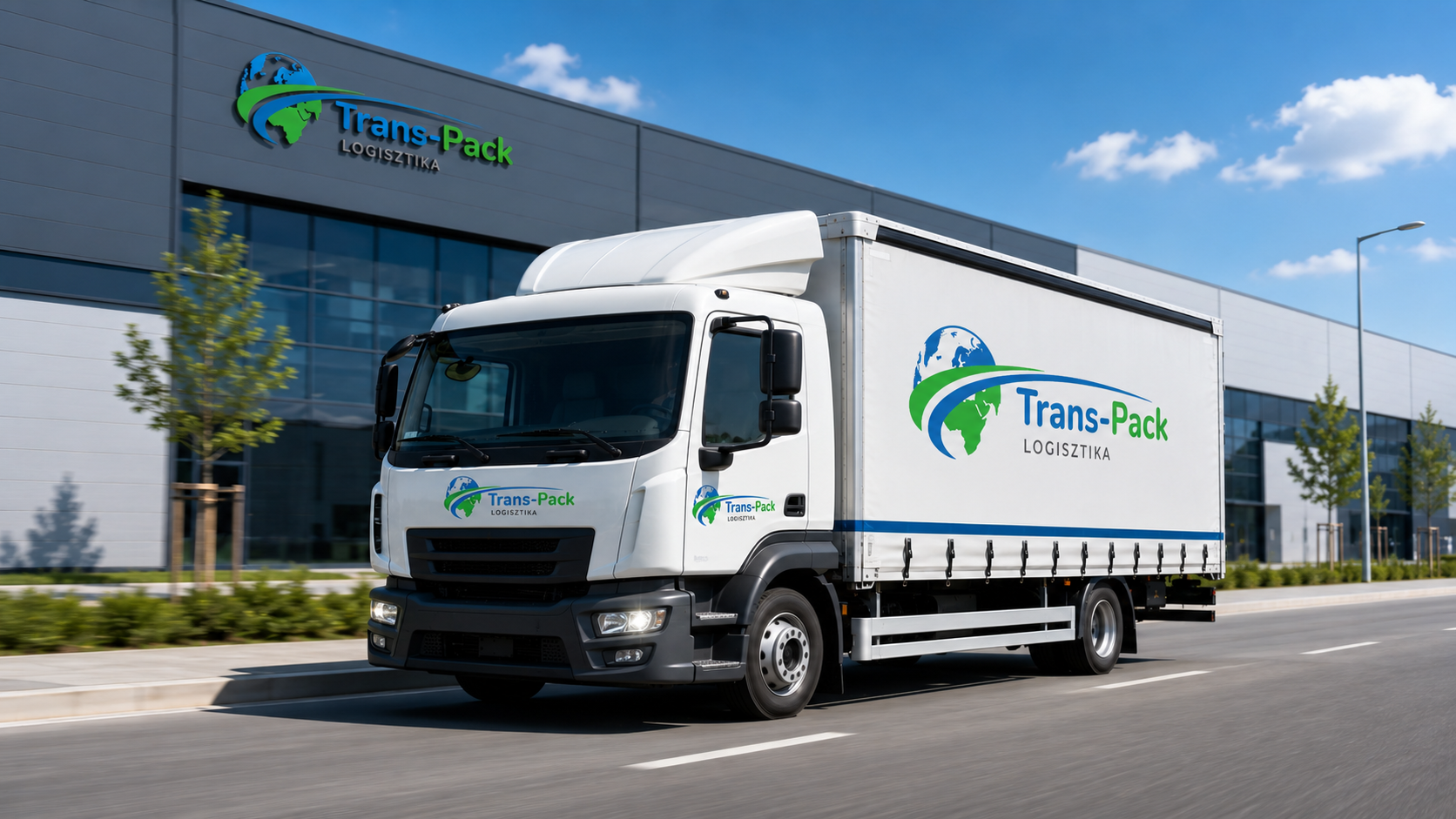 Trans-Pack ponyvás teherautó úton